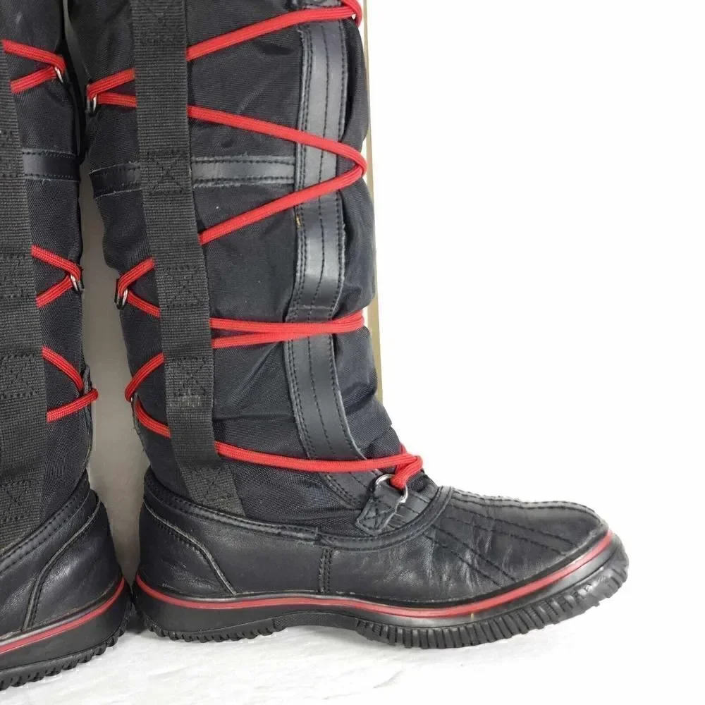 Pajar Women's US 6-6,5 Black Waterproof Lace Up Grip Insulated Tall Snow Boots